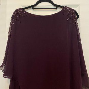 DJ-J Beaded Cape, Asymmetrical Purple Dress in size 16